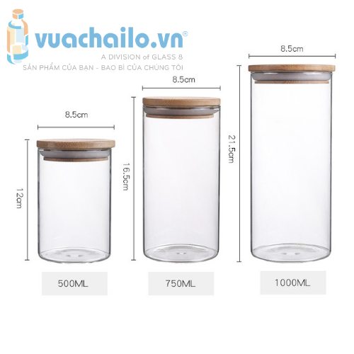 Hũ Thủy Tinh Nắp Gỗ Tre