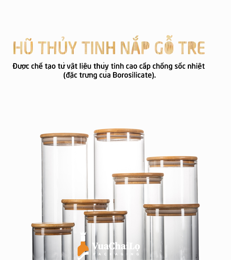 Hũ Thủy Tinh Nắp Gỗ