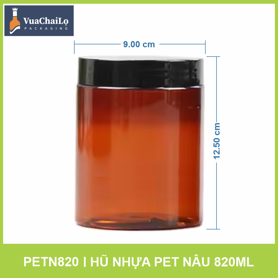 Hũ nhựa PET nâu 820ml