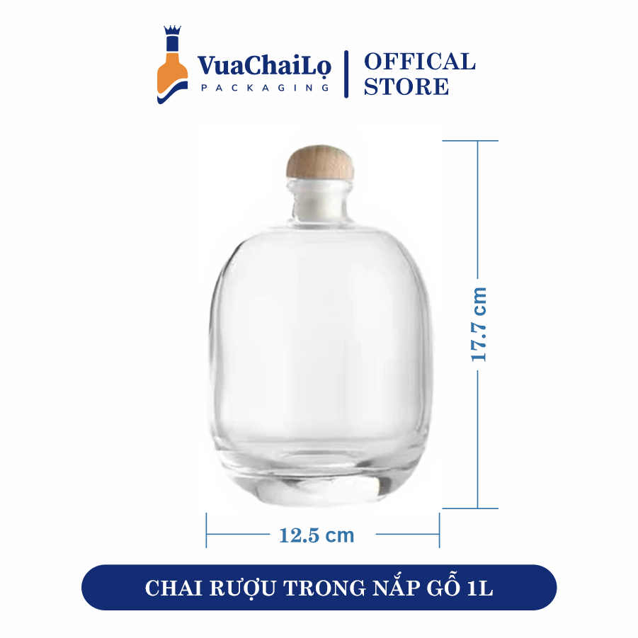 Chai Rượu Trong Nắp Gỗ 1L