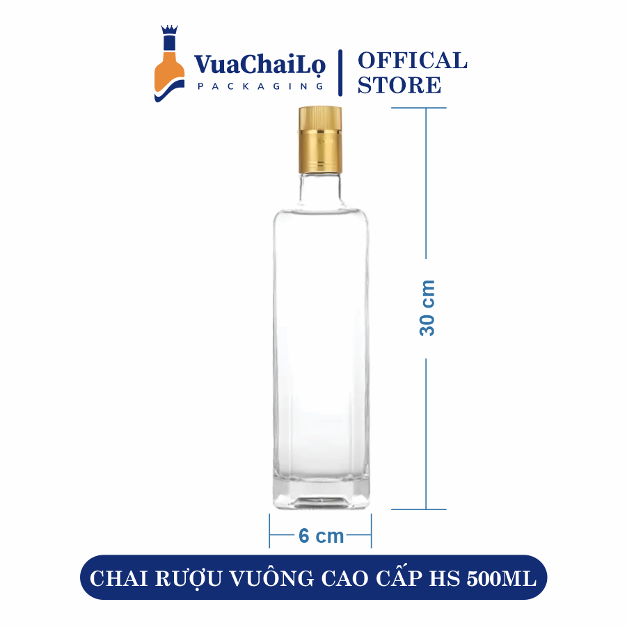 Chai Rượu Vuông Cao Cấp HS 500ML