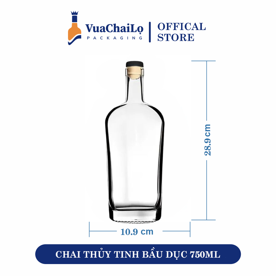 Chai Thủy Tinh Bầu Dục 750ML