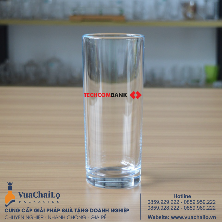 Cốc thủy tinh in Logo Ngân hàng Techcombank