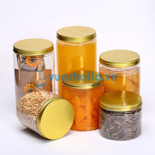Hũ Nhựa Pet Nắp Nhôm Vàng