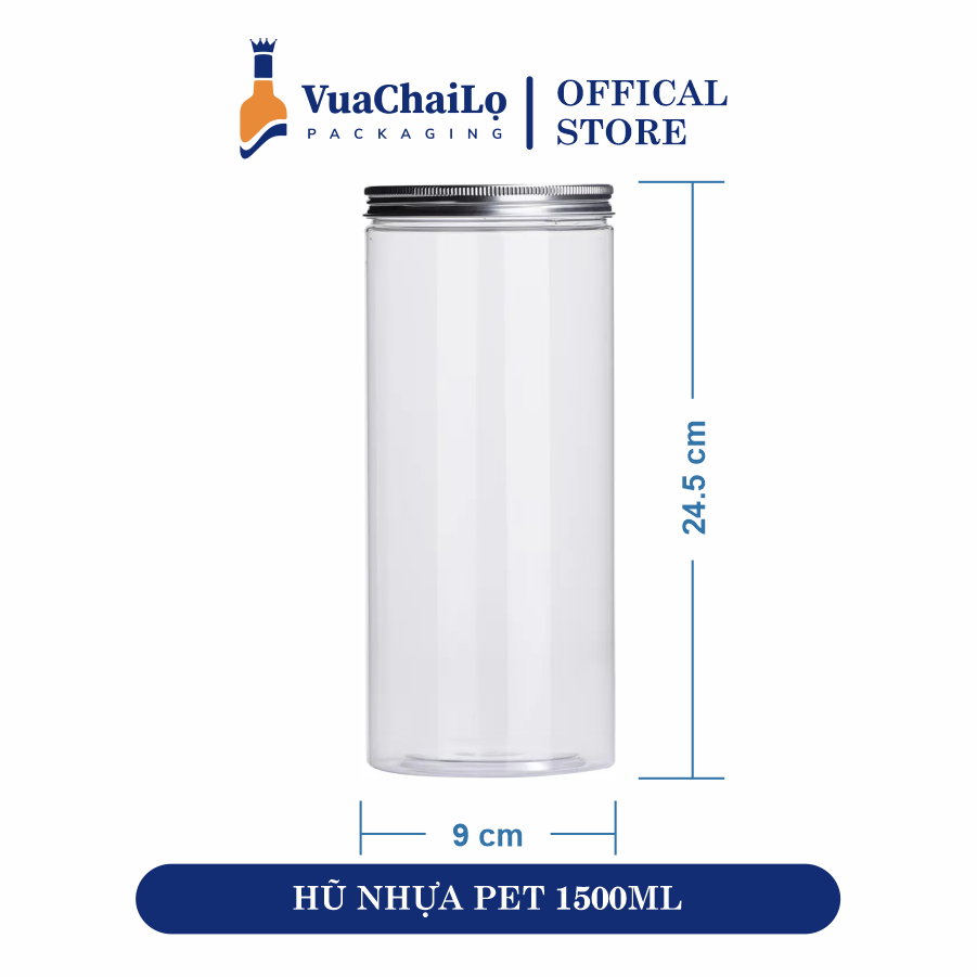 Hũ Nhựa PET Nắp Nhôm 1500ml