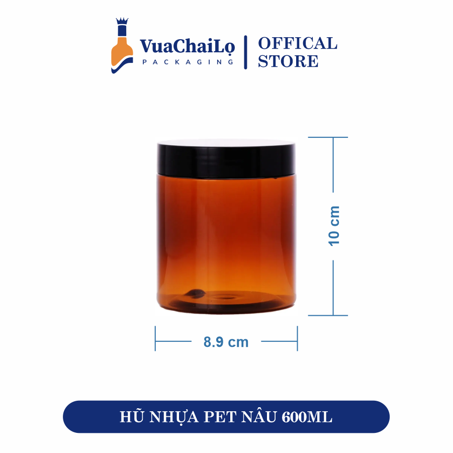 Hũ Nhựa PET Nâu 600ML
