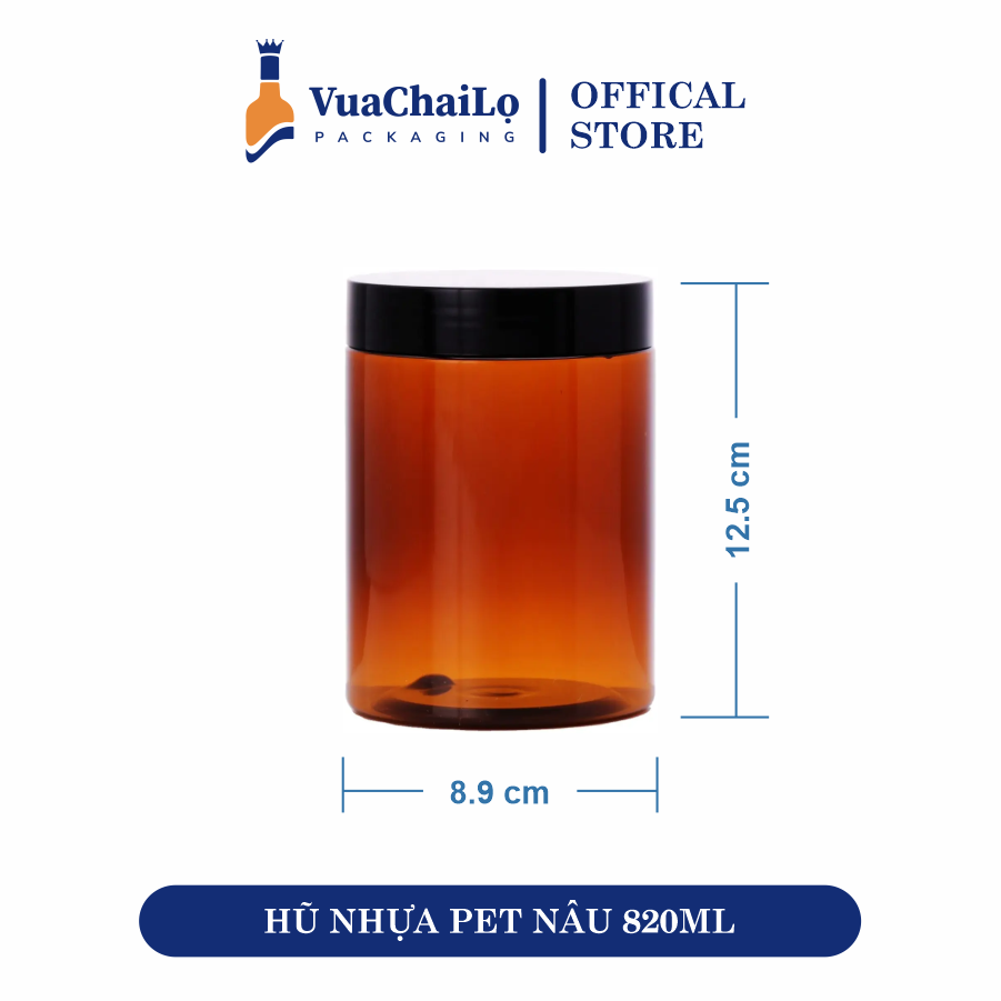 Hũ Nhựa PET Nâu 820ML