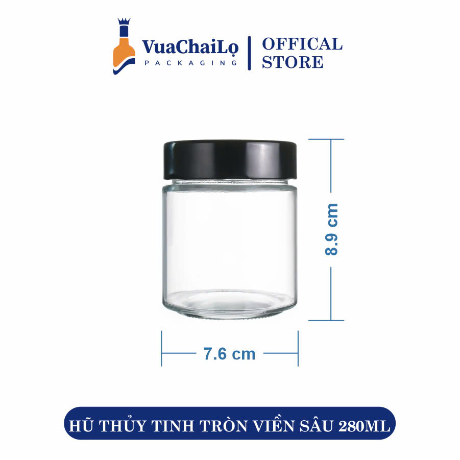 Hũ Thủy Tinh Tròn Viền Sâu 280ml