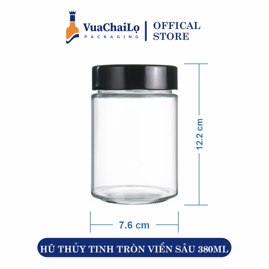 Hũ Thủy Tinh Tròn Nắp Viền Sâu 380ml