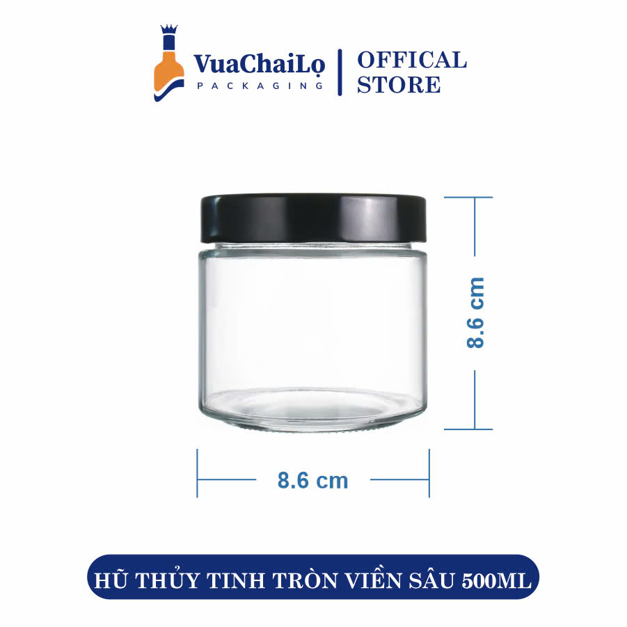 Hũ Thủy Tinh Tròn Viền Sâu 500ml