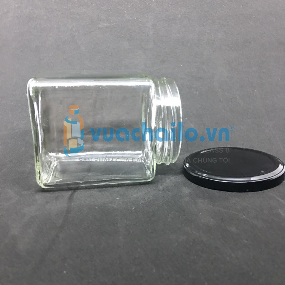 Hũ thủy tinh vuông nắp thiếc 500ml