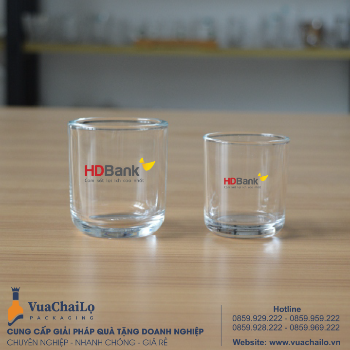 Cốc thủy tinh in Logo Ngân hàng HD bank