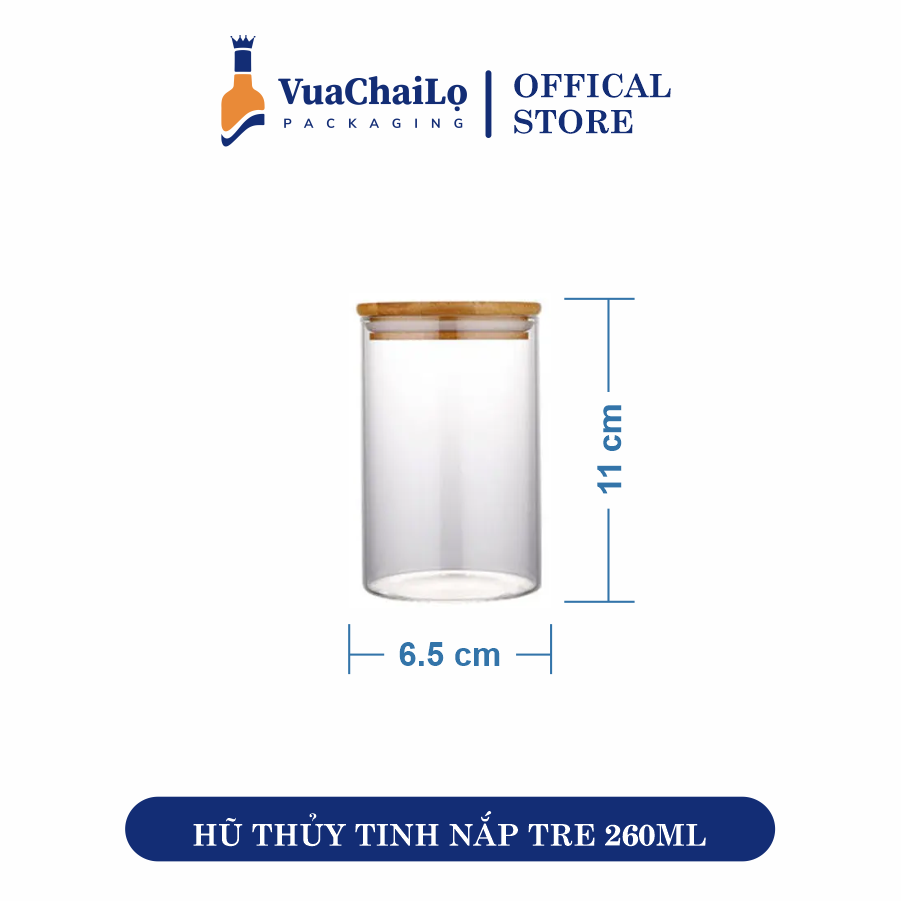 Lọ Thủy Tinh Nắp Gỗ Tre 265ML