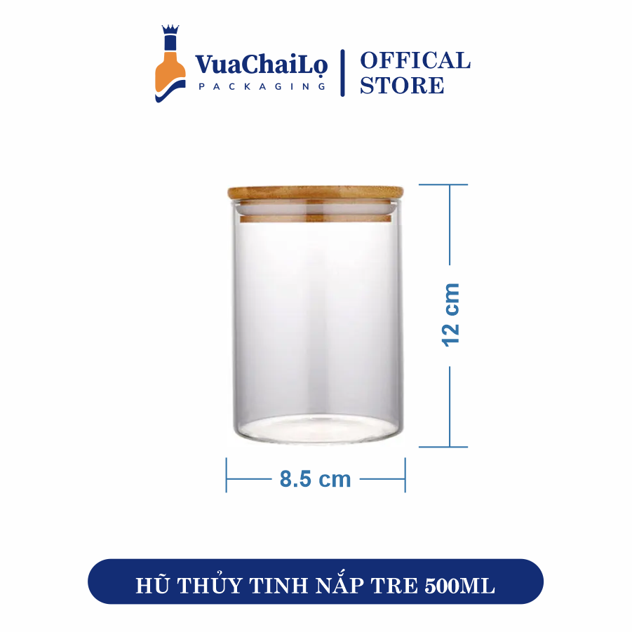 Lọ Thủy Tinh Nắp Gỗ Tre 500ML