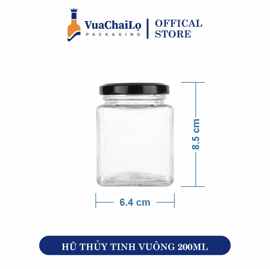 Hũ Thủy Tinh Vuông 200ml
