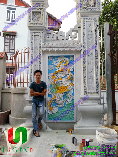 cong tam quan.đắp vẽ đình chùa, đắp rồng phượng, dap rong dap phuong