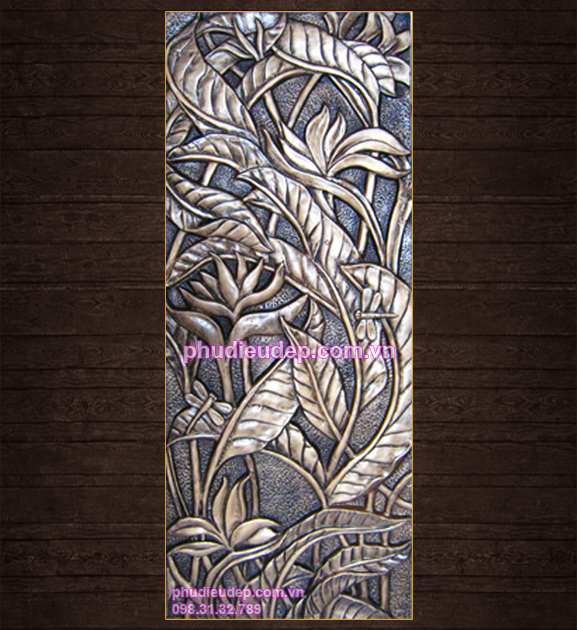 Tranh phù điêu hoa chuối composite, phù điêu hoa chuối giả đồng.