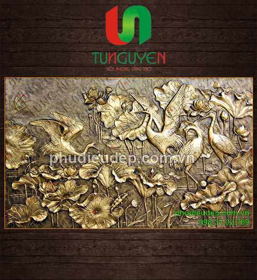 phù điêu sen hạc