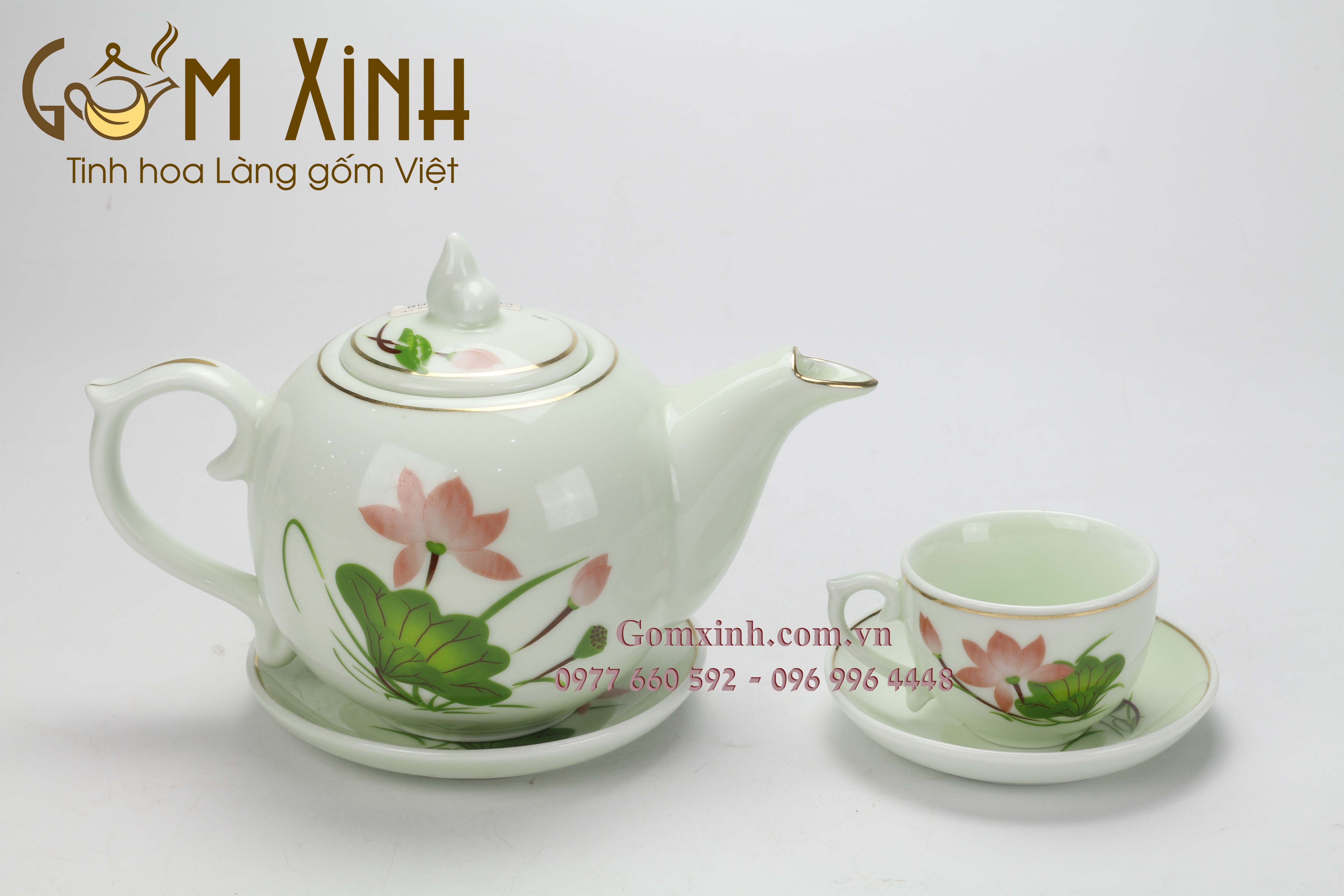 Bộ Chóp lửa hoa sen men xanh ngọc vàng kim