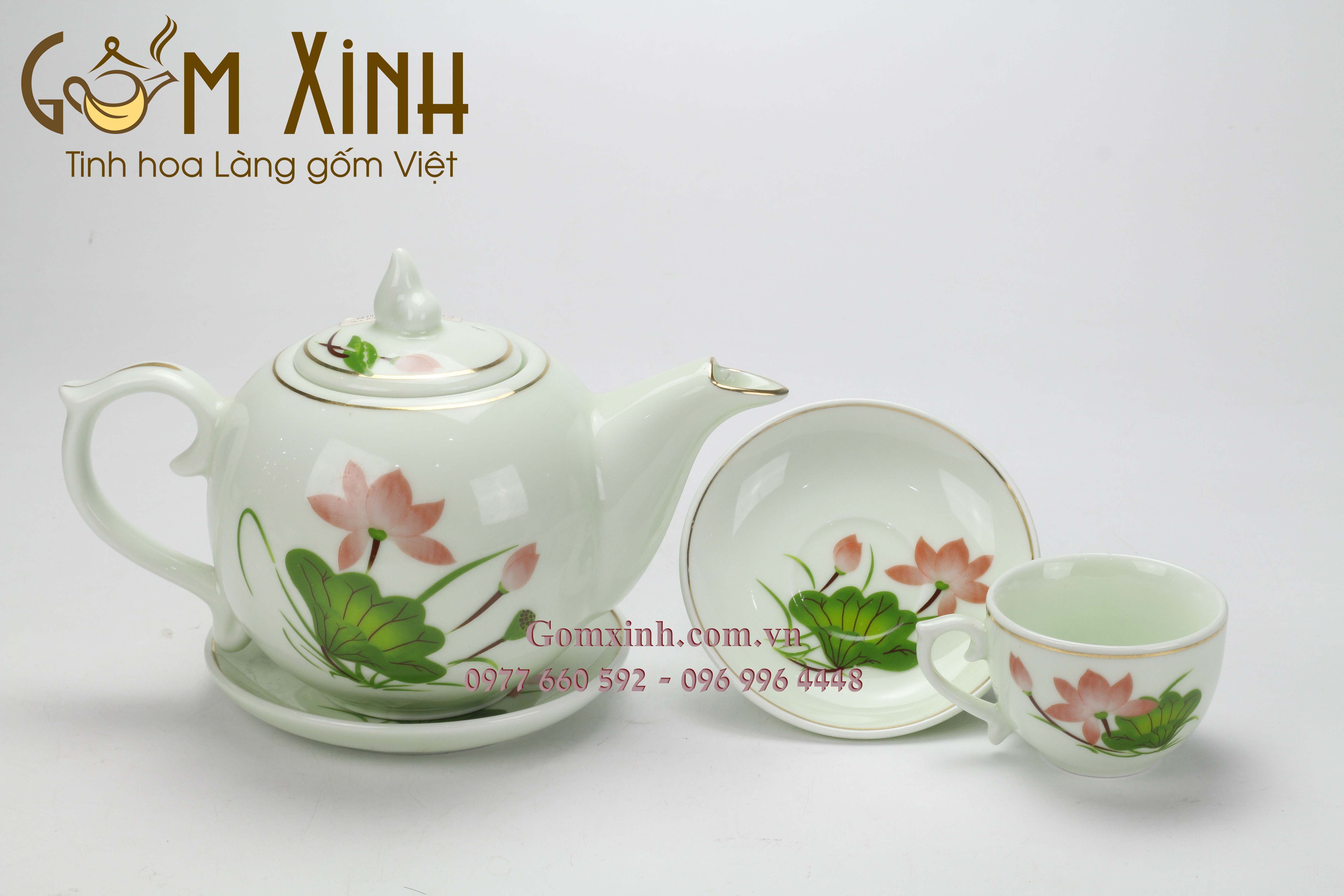 Bộ Chóp lửa hoa sen men xanh ngọc vàng kim