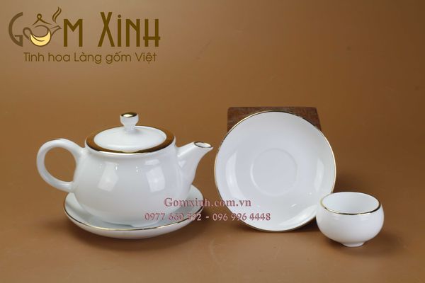 Bộ trà ba chân dáng Nhật vàng kim