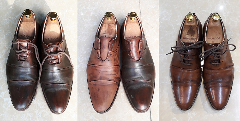 SAI LẦM 4: Đánh xi quá khác màu lên giày