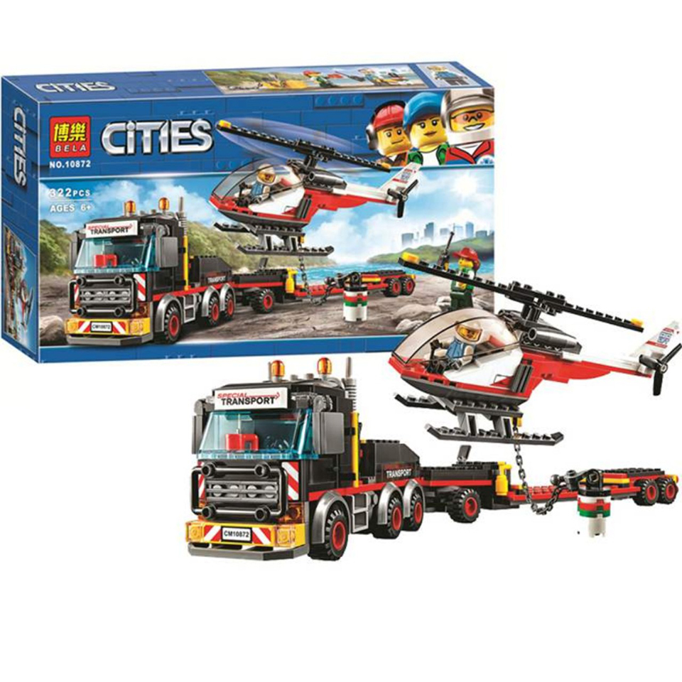 Lắp ráp Lego City Xe Vận chuyển Trực Thăng Heavy Cargo Transport 322 miếng ghép - BELA 10872