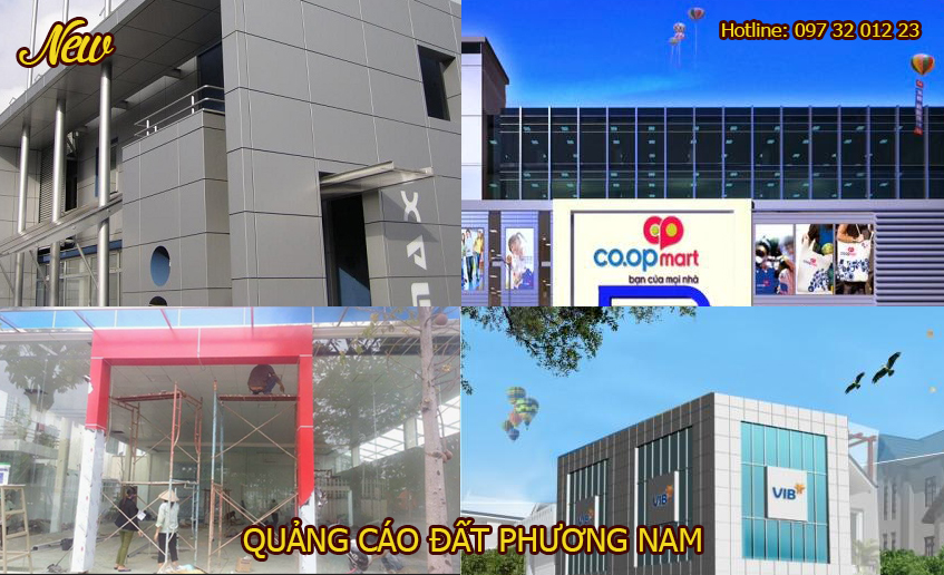 Mặt dựng quảng cáo Alu nhôm kính - Làm bảng hiệu giá rẻ Đất Phương Nam Mặt dựng quảng cáo Alu nhôm kính - Làm bảng hiệu giá rẻ Đất Phương Nam