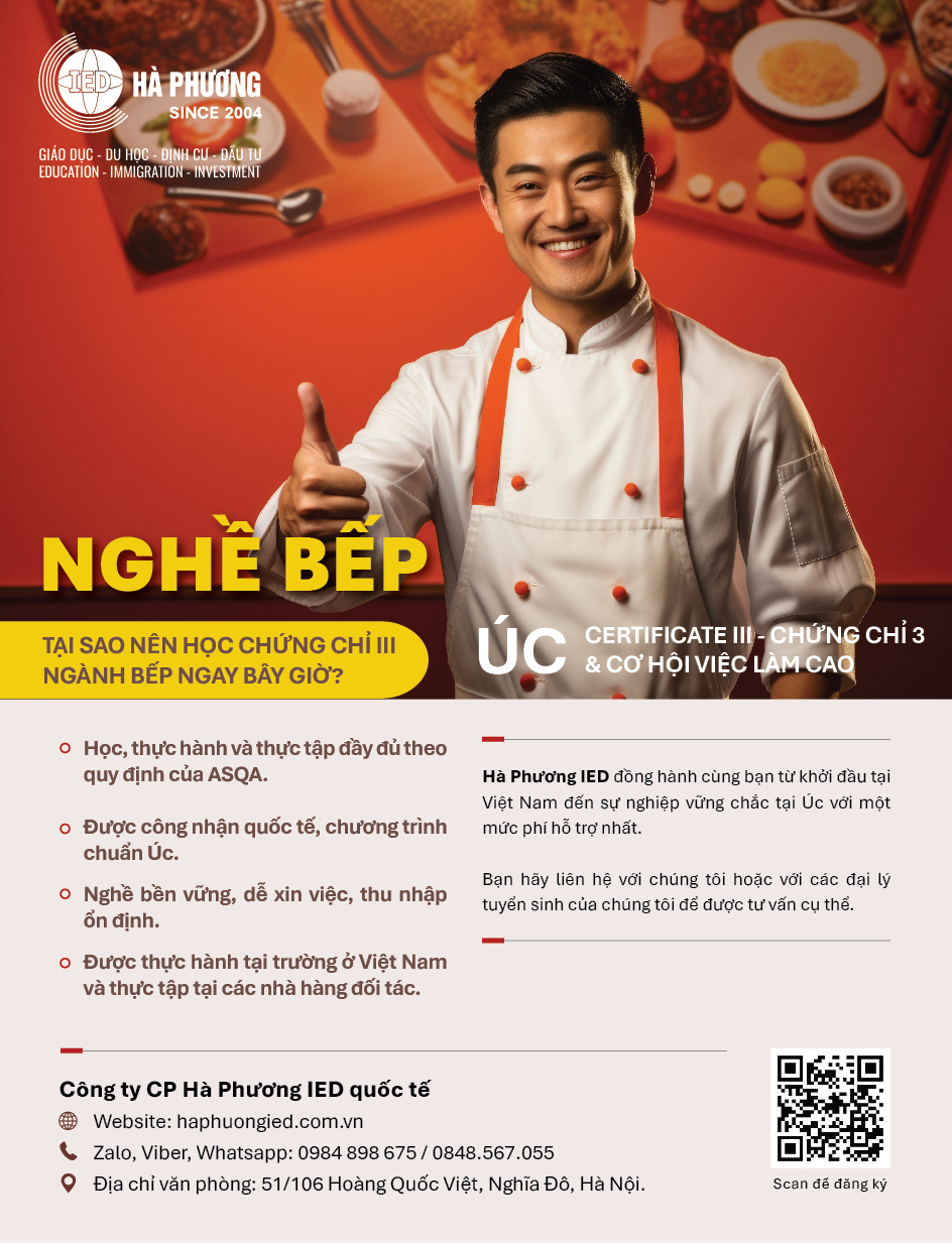 Du học nghề ngành Bếp tại Úc – Cánh cửa đến tương lai sự nghiệp quốc tế