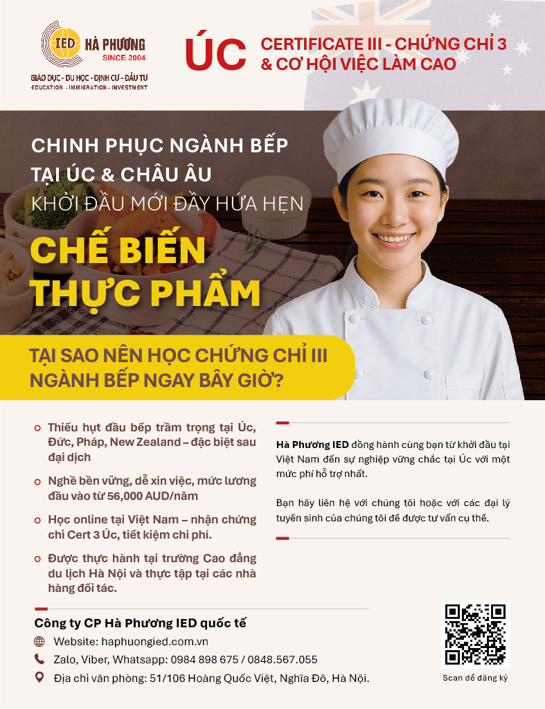 CHINH PHỤC NGÀNH BẾP TẠI ÚC & CHÂU ÂU: KHỞI ĐẦU MỚI ĐẦY HỨA HẸN!
