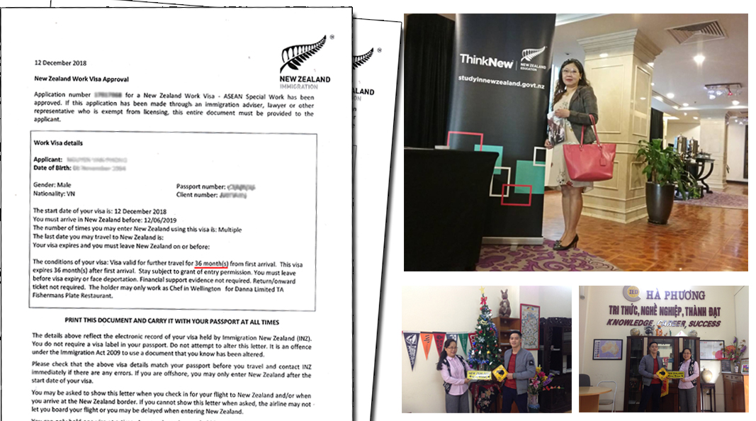 Chúc mừng thêm một khách hàng đầu bếp nữa của Hà Phương IED đã có VISA LÀM VIỆC tại New Zealand