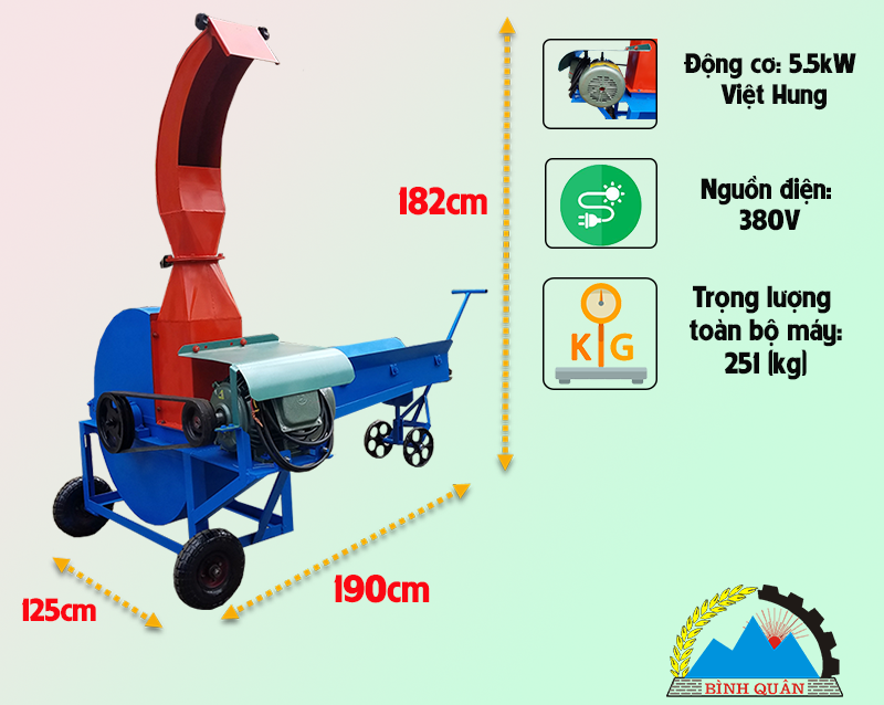 kích thước máy băm chuối công nghiệp