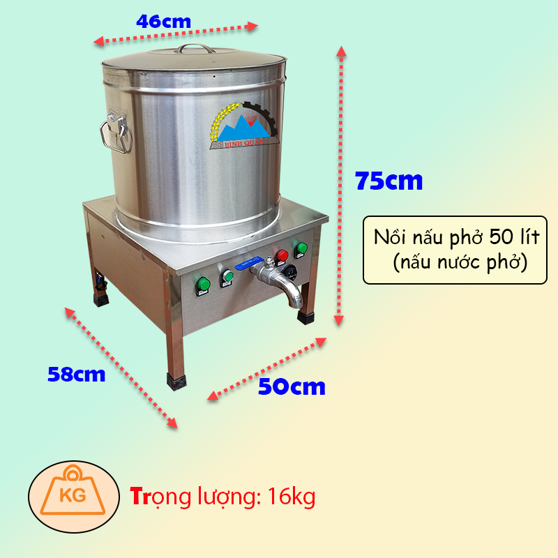 kích thước nồi nấu phở