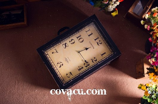 Đồng hồ hộp gỗ giả cổ retro độc đáo cỡ lớn 