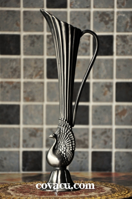 Bình đẹp giả bạc kiểu cổ trang trí nhà, họa tiết tinh xảo
