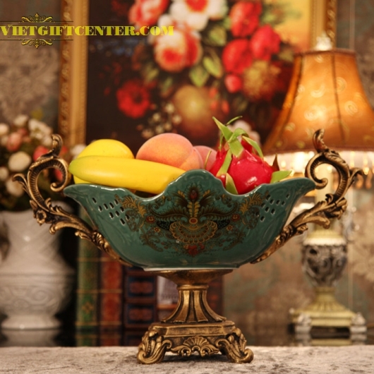 Khay sứ họa tiết kiểu cổ tinh xảo