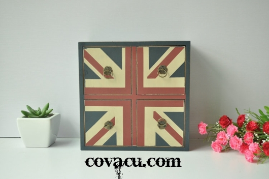 Hộp gỗ vintage cờ Anh