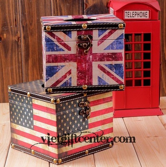Hộp đựng giấy cờ Mỹ, cờ Anh