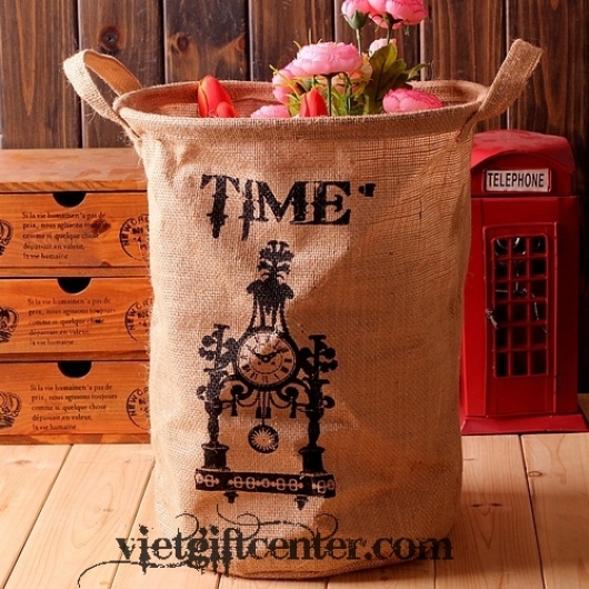 Giỏ đựng đồ vải bố vintage, cá tính