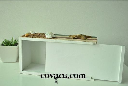 Hộp gỗ đựng khăn giấy kiểu biển cả đẹp