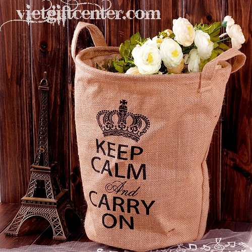 Giỏ đựng vải bố phong cách vintage