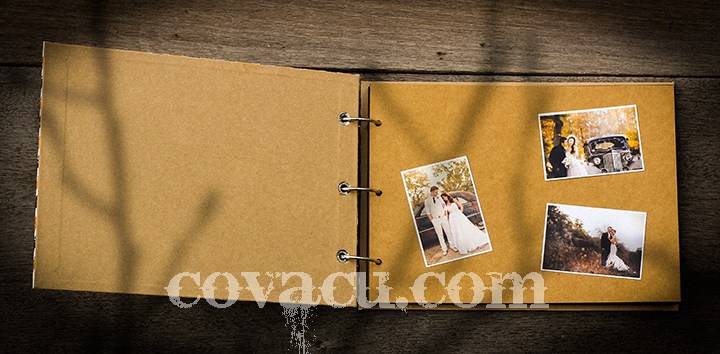 Album gồm 60 trang giấy kraft nâu trống cho bạn thỏa sức sáng tạo thành cuốn album của riêng mình.