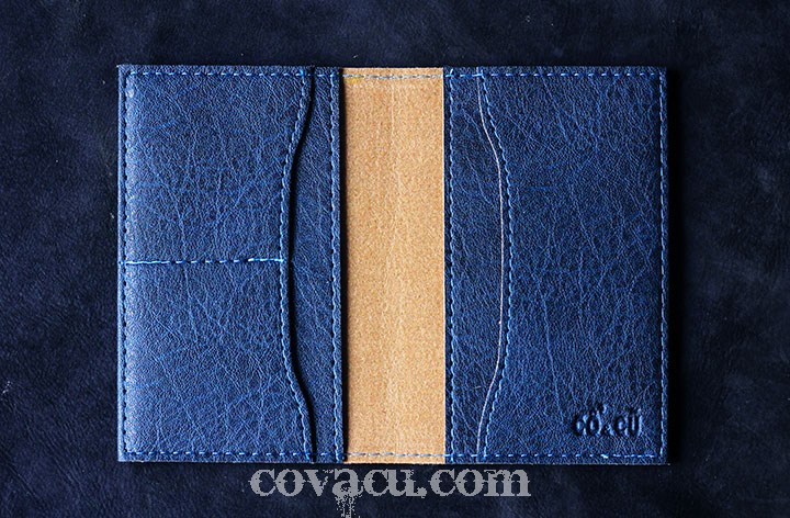 ví đựng passport xanh dương đậm retro