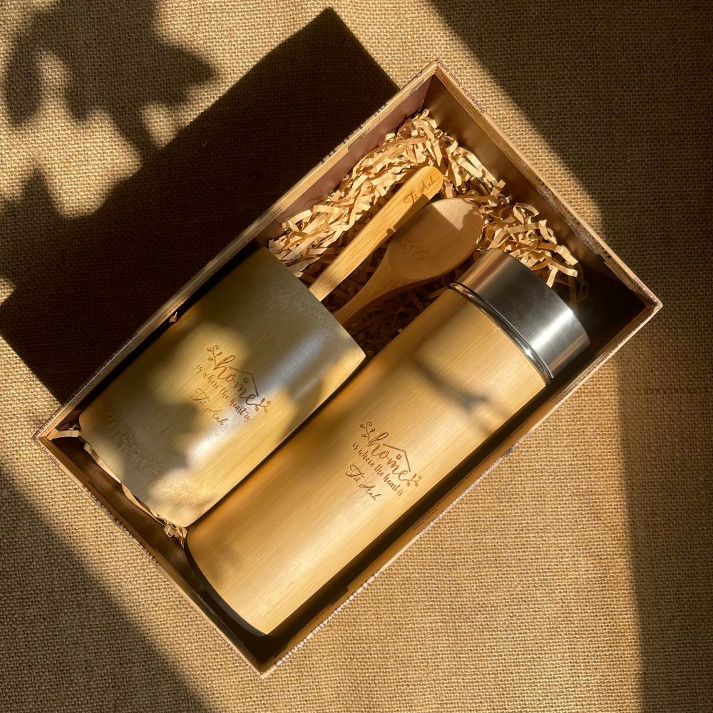 Bình giữ nhiệt gỗ tre khắc tên riêng