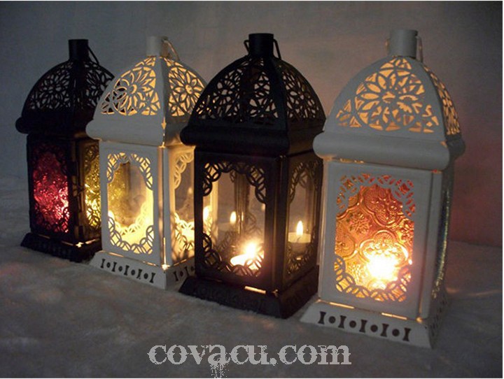 Đèn đốt nến thơm trang trí Maroc tứ giác