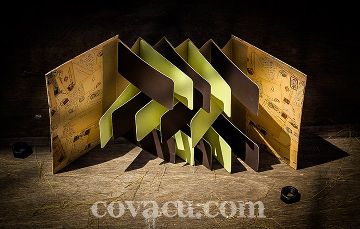 Tông màu chủ đạo: nâu retro và xanh nhạt