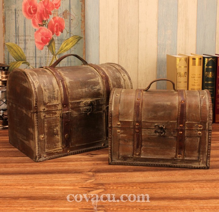 Rương gỗ kho báu giả cổ Treasure chest