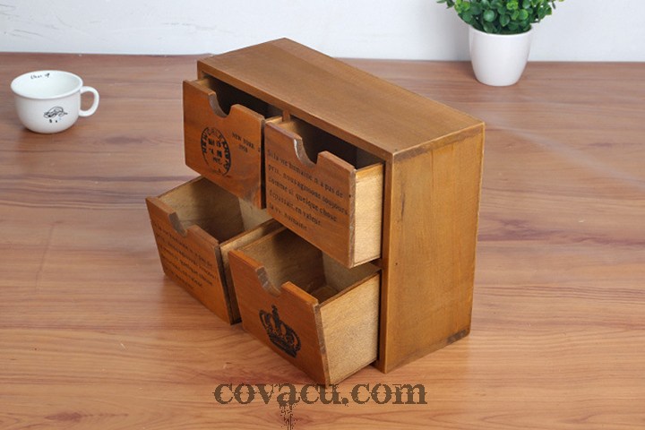 Hộp gỗ vintage kiểu tủ