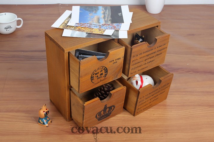 Hộp gỗ vintage kiểu tủ