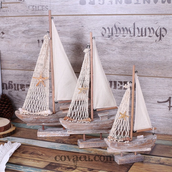 Mô hình thuyền buồm gỗ Vintage